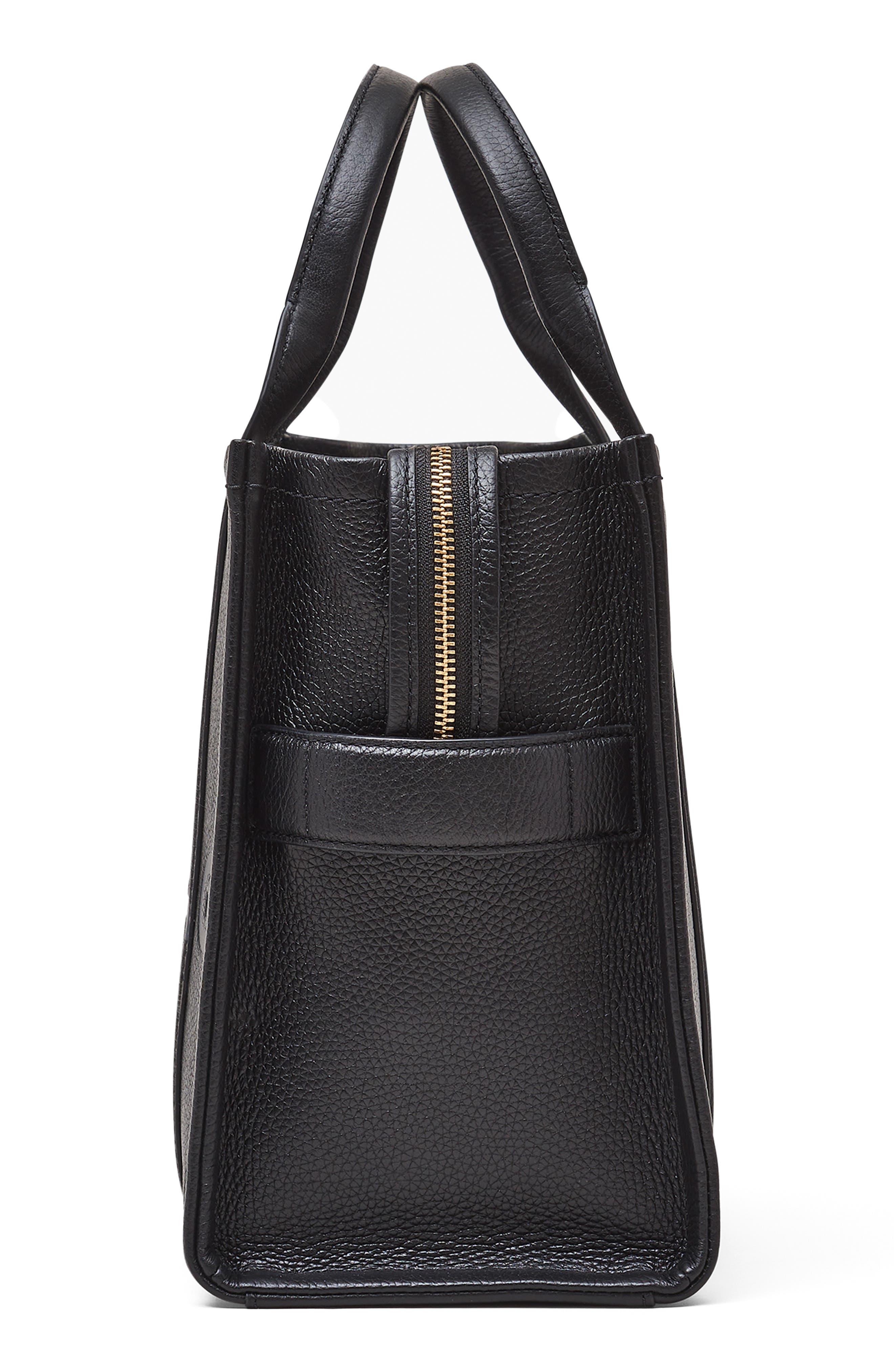 Marc Jacobs The Leather Medium Tote Bag, Alternate, color, Black