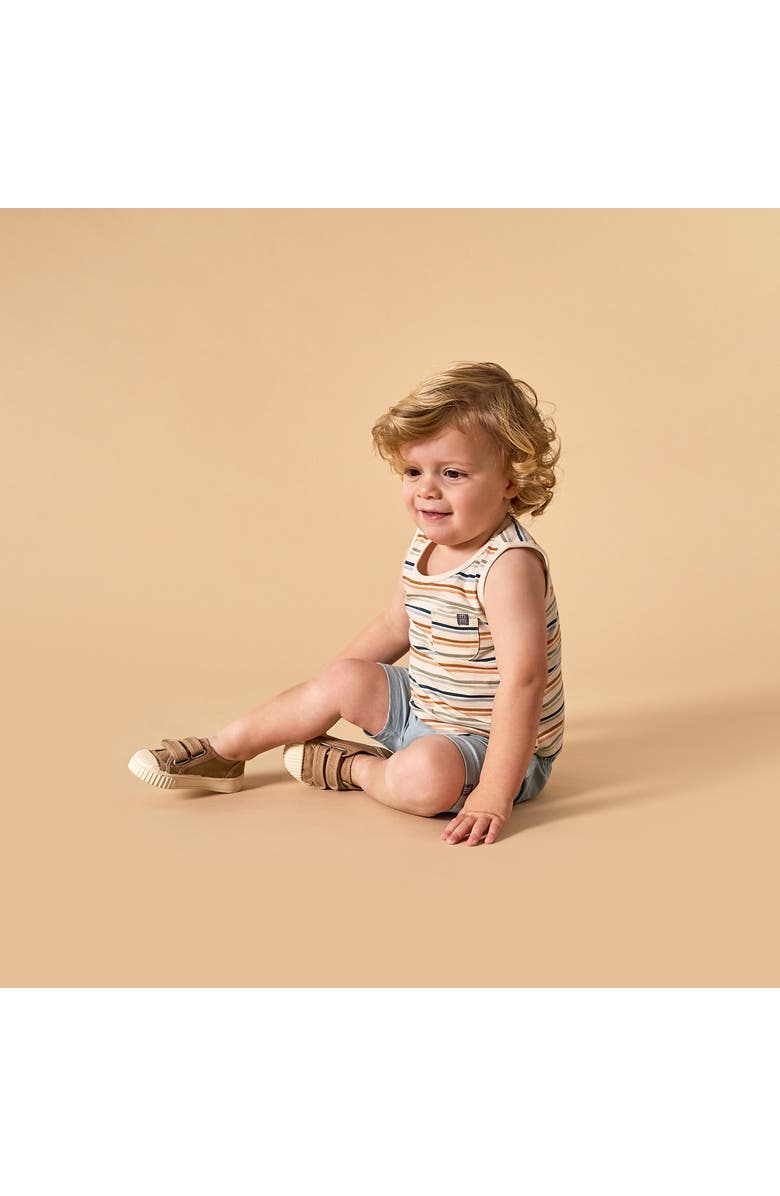 Modern Moments<sup>™</sup> by Gerber Coordinating 4-Pack Bodysuit & Shorts Set, Alternate, color, Ivory 2 Color Stripe/Med Teal