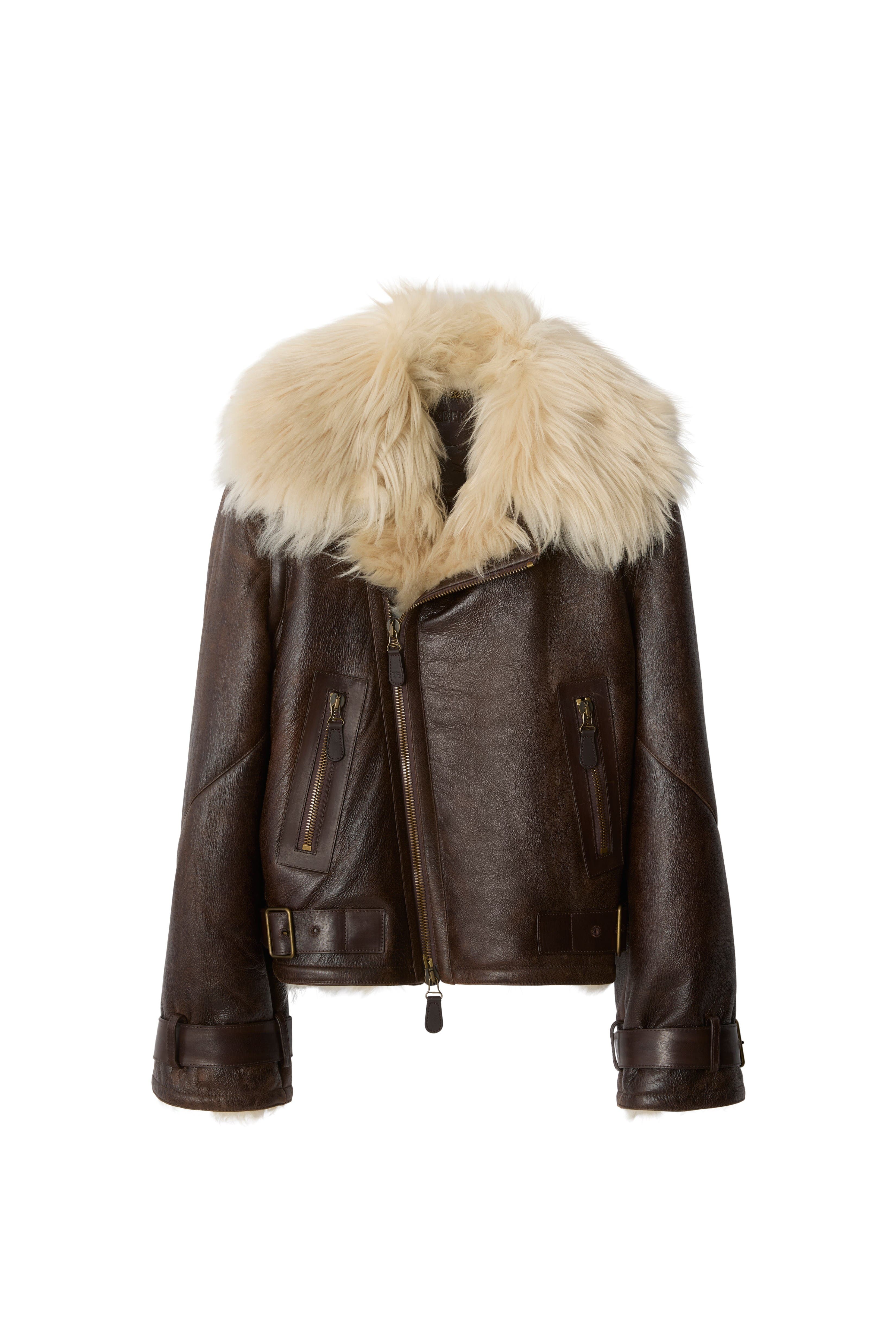 Cropped Shearling Aviator Jacket - image 2