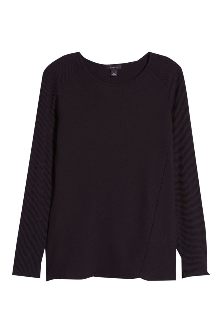 Long Sleeve Knit Cotton Tee, Alternate, color, BLACK