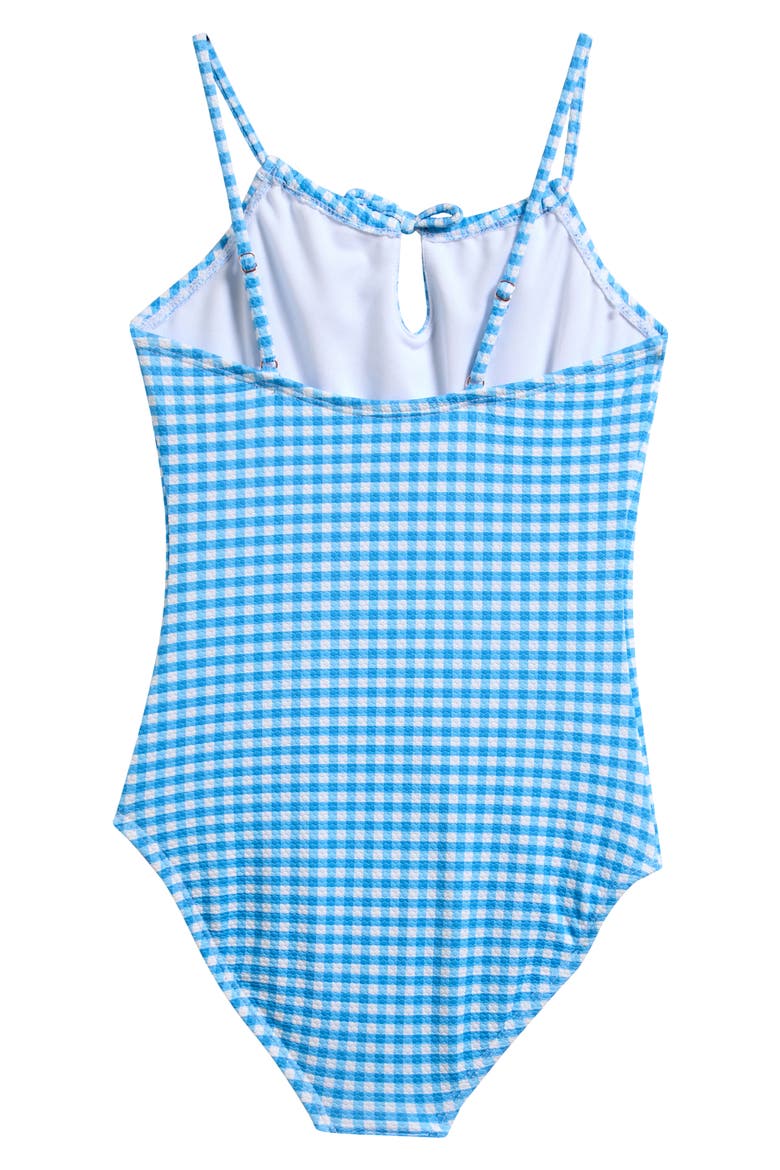 Kids' Gingham One-Piece Swimsuit, Alternate, color, SLATE