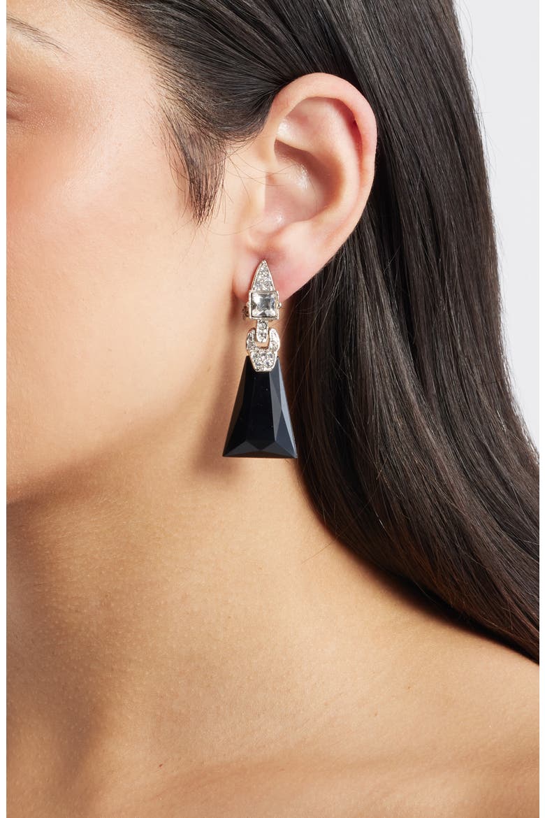 Deco Drop Earrings, Alternate, color, JET