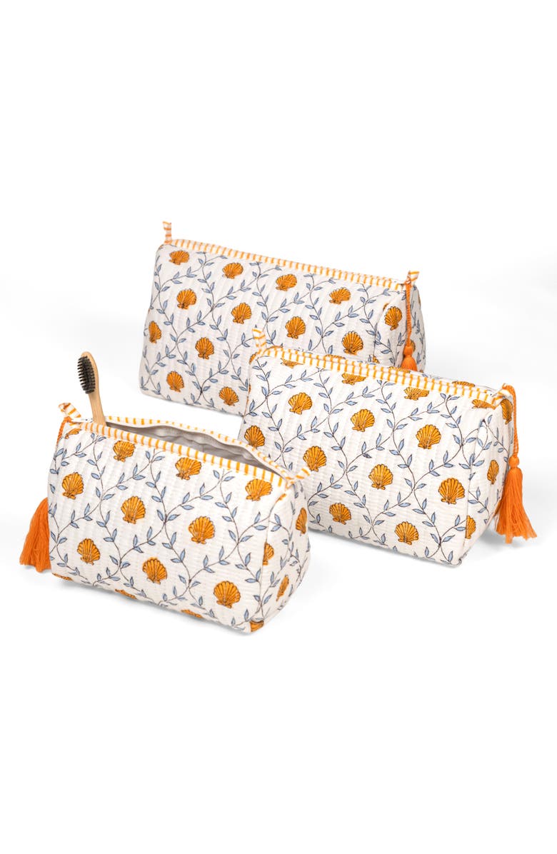 Inner Child Seashell Blockprint Makeup Bag - Set of 3, Alternate, color, Natural