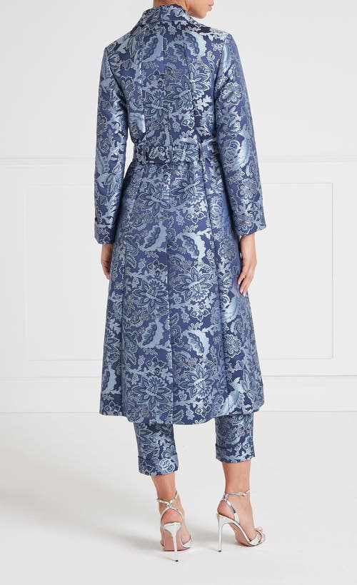 Temperley London Francis Long Coat With Belt In Blue