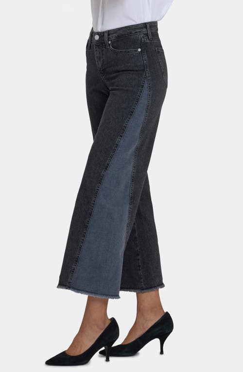 Nydj Teresa Two-tone Frayed Hem Wide Leg Jeans In Multi
