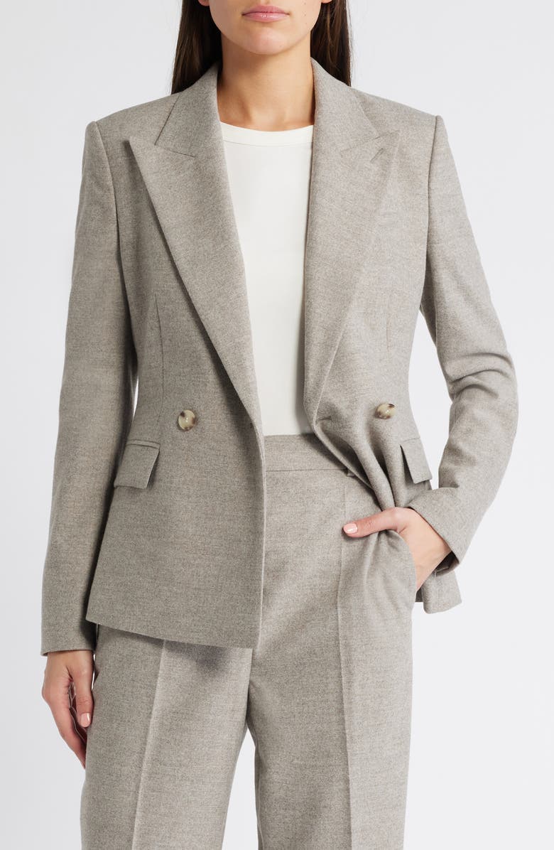 BOSS Jia Double Breasted Blazer, Main, color, Beige Melange Flannel