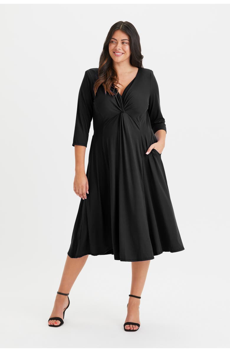 Scarlett & Jo Claudia Solid Jersey Knot Front Dress, Main, color, Black Jersey