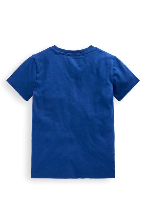 Mini Boden Kids' Ufo Dinosaur Appliqué T-shirt In Blue