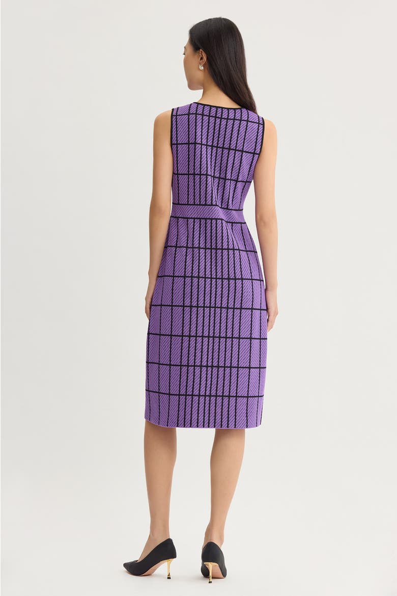 A-Line Grid Knit Midi Dress, Alternate, color, Sunset Purple/Black