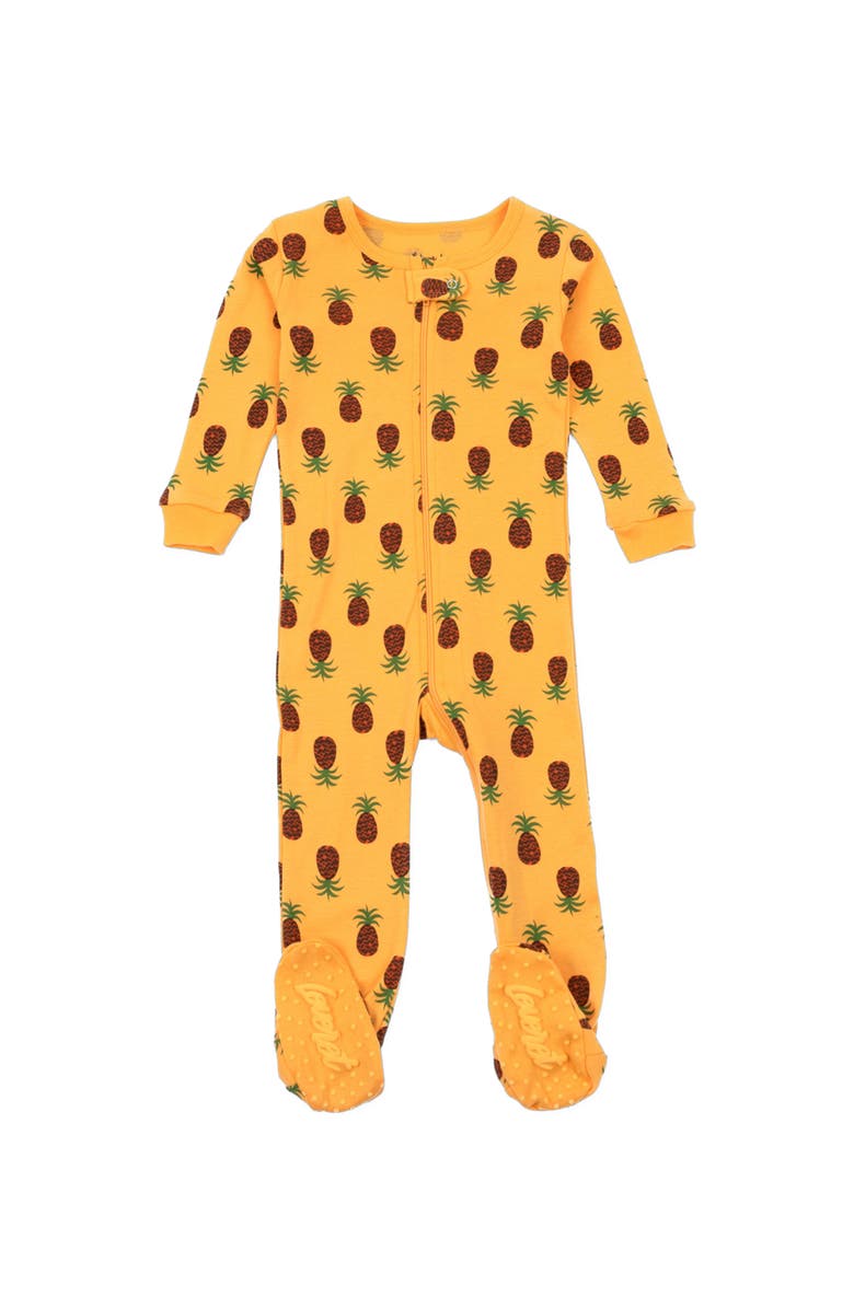 Leveret Footed Cotton Matching Family Pajamas, Nature & Water Prints, Alternate, color, Pineapple