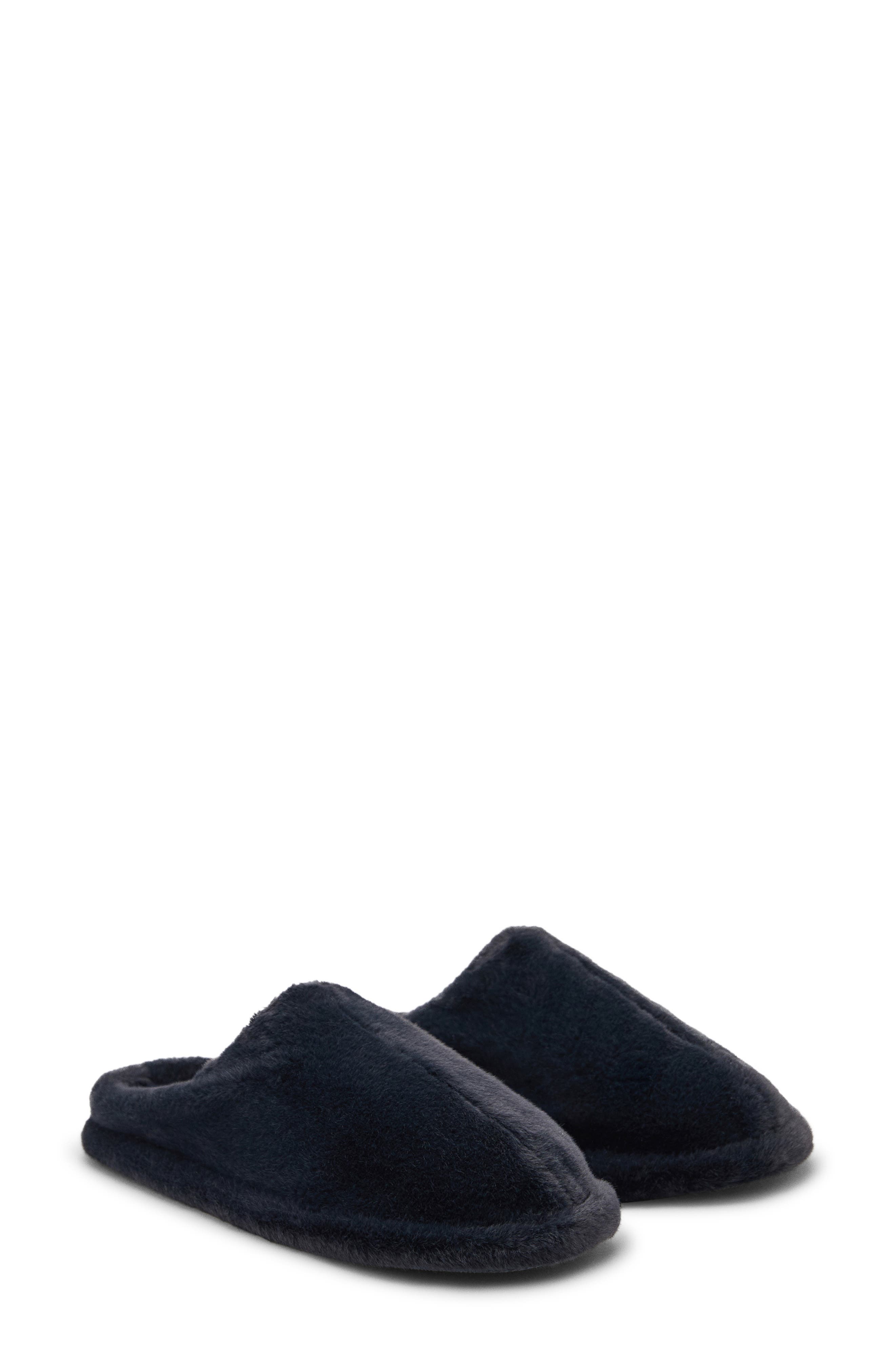 MANGO Faux Fur Slipper, Main, color, Night Blue
