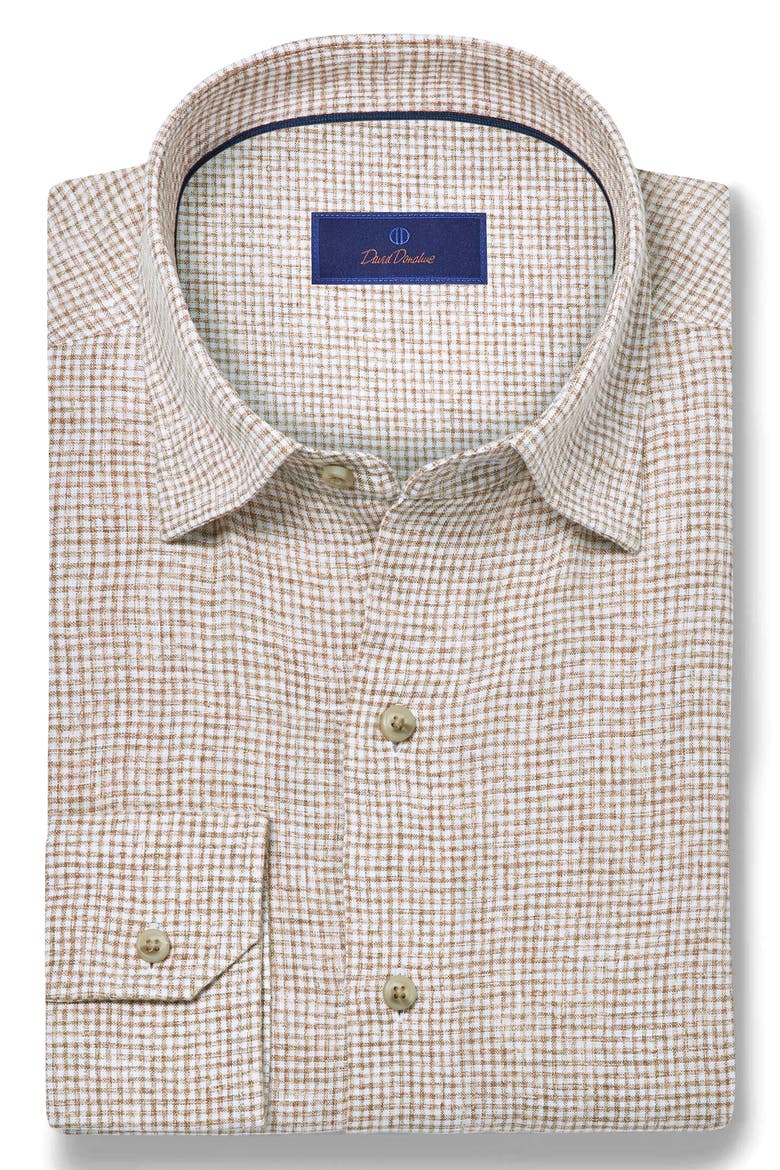 Linen Check Sport Shirt, Alternate, color, WHITE/ DUNE