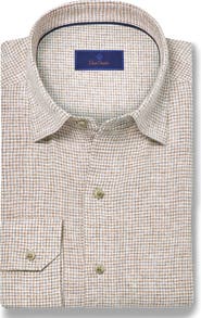 David Donahue Linen Check Sport Shirt