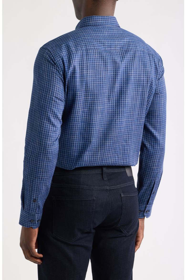 Collin Jacquard Cotton Button-Up Shirt, Alternate, color, NAVY