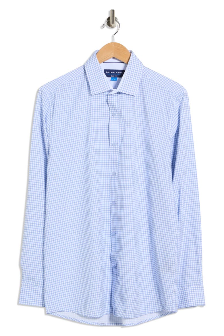 Slim Fit Perfect Stretch Long Sleeve Button Down Shirt, Main, color, BLUE/ WHITE