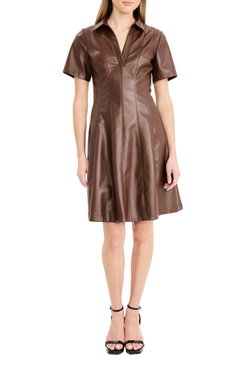 Faux Leather Fit & Flare Dress