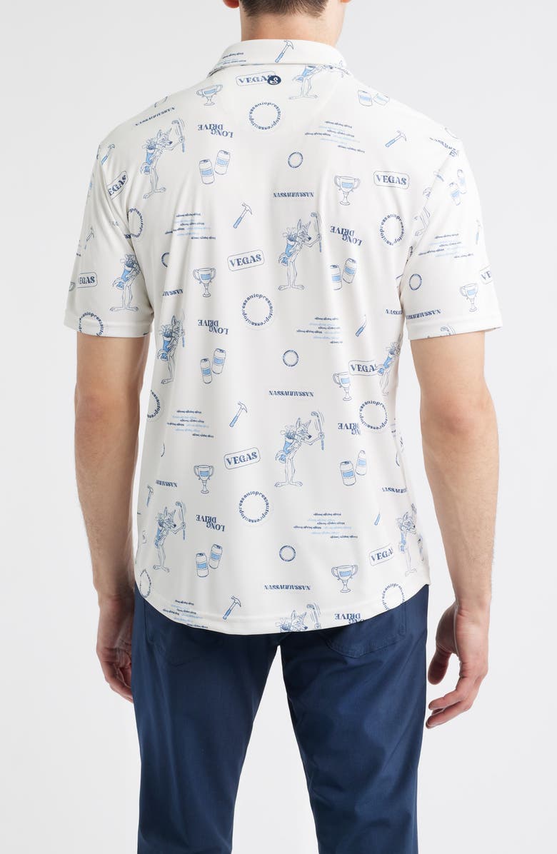 Swannies Roman Icon Print Performance Golf Polo, Alternate, color, Vintage White