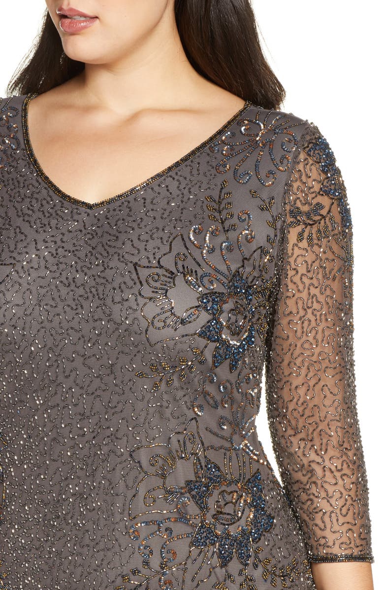 Pisarro Nights Floral Beaded Dress, Alternate, color,