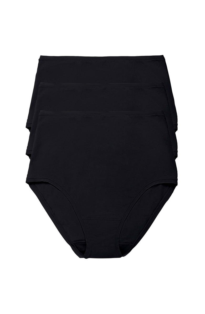 Natori Bliss Bare Cotton High Waist Brief 3-Pack, Main, color, Black