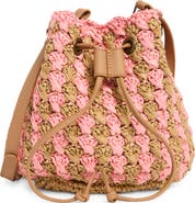 Collection XIIX Two-Tone Crochet Drawstring Bucket Bag