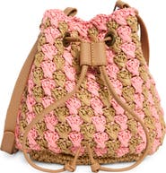 Collection XIIX Two-Tone Crochet Drawstring Bucket Bag