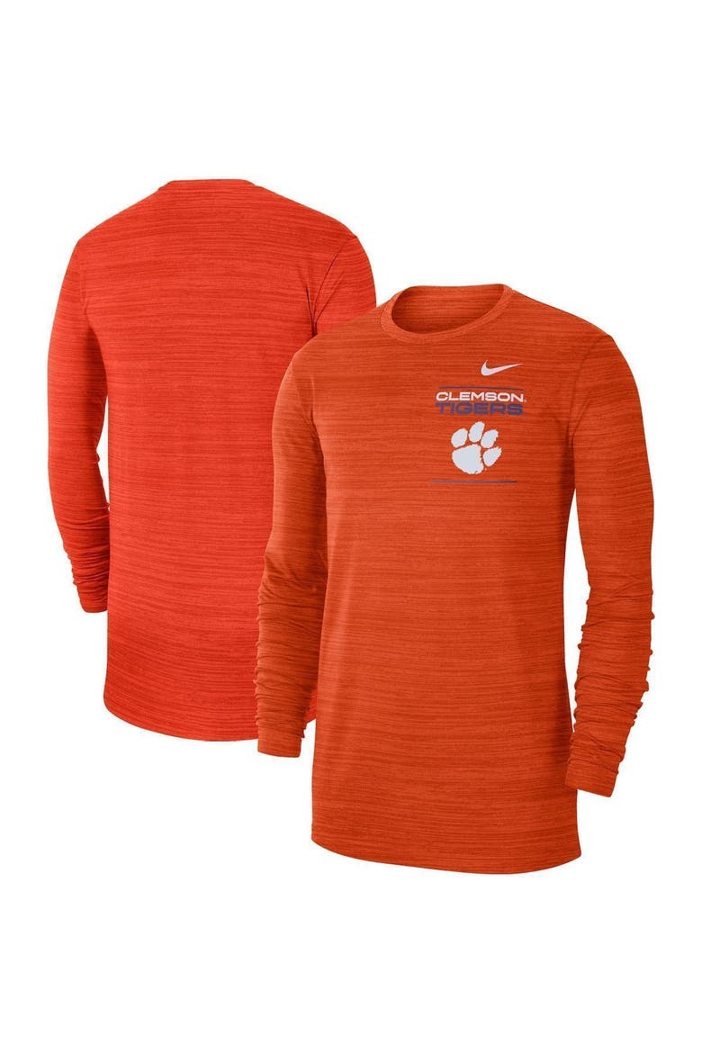 Men's Nike Orange Clemson Tigers 2021 Sideline Velocity Performance Long Sleeve T-Shirt, Main, color, ORANGE