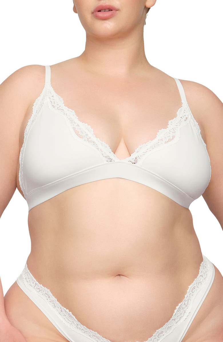 SKIMS Fits Everybody Lace Triangle Bralette, Main, color, Marble