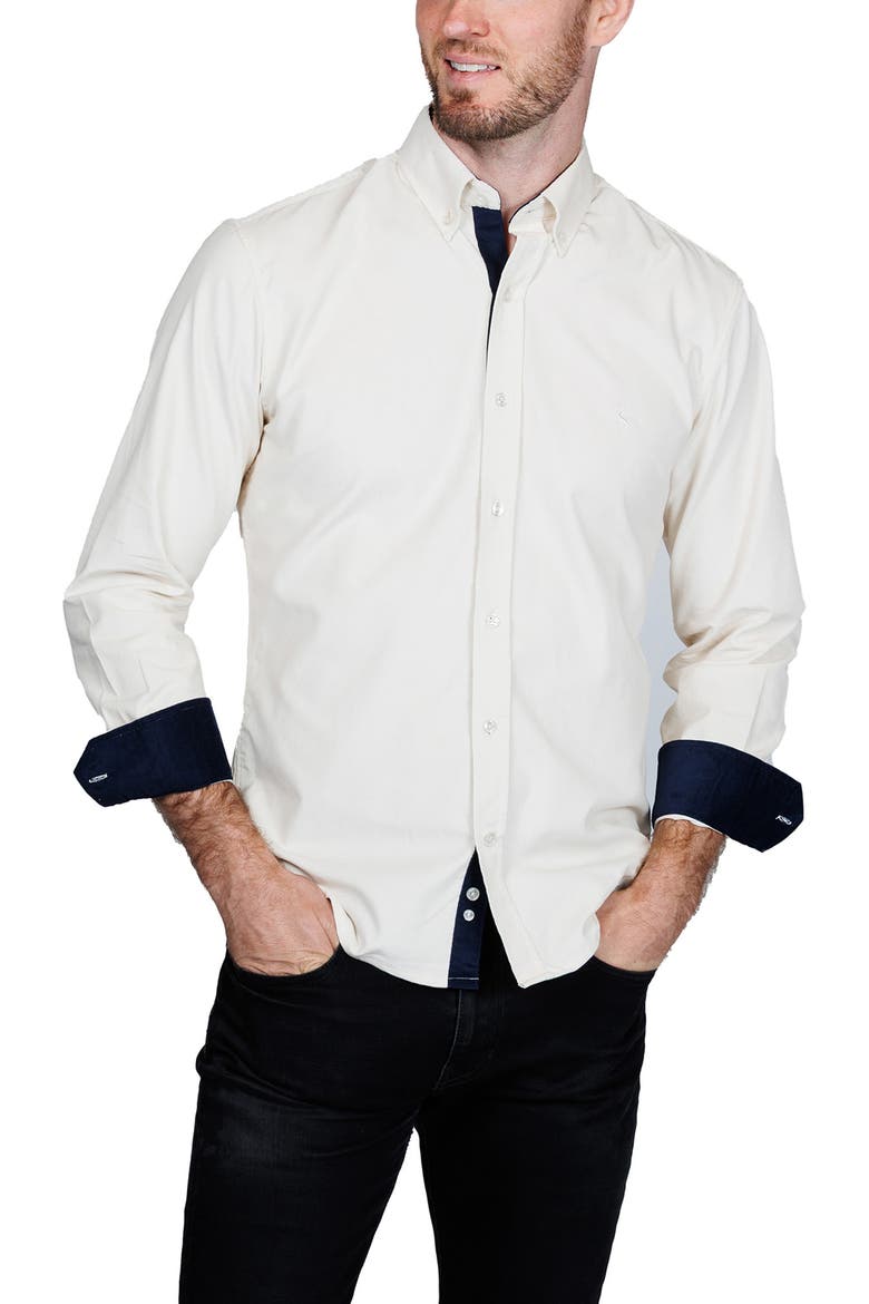 Corduroy Button-Up Shirt, Alternate, color, CREAM