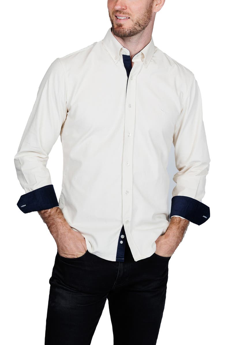 TailorByrd Corduroy Button-Up Shirt, Alternate, color, Cream