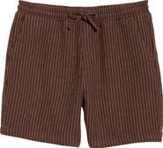 Percival Sorrento Pinstripe Cotton & Linen Drawstring Shorts