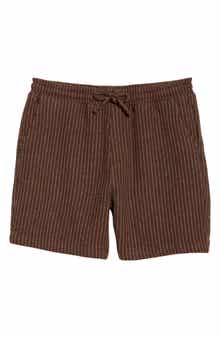 Sorrento Pinstripe Cotton & Linen Drawstring Shorts