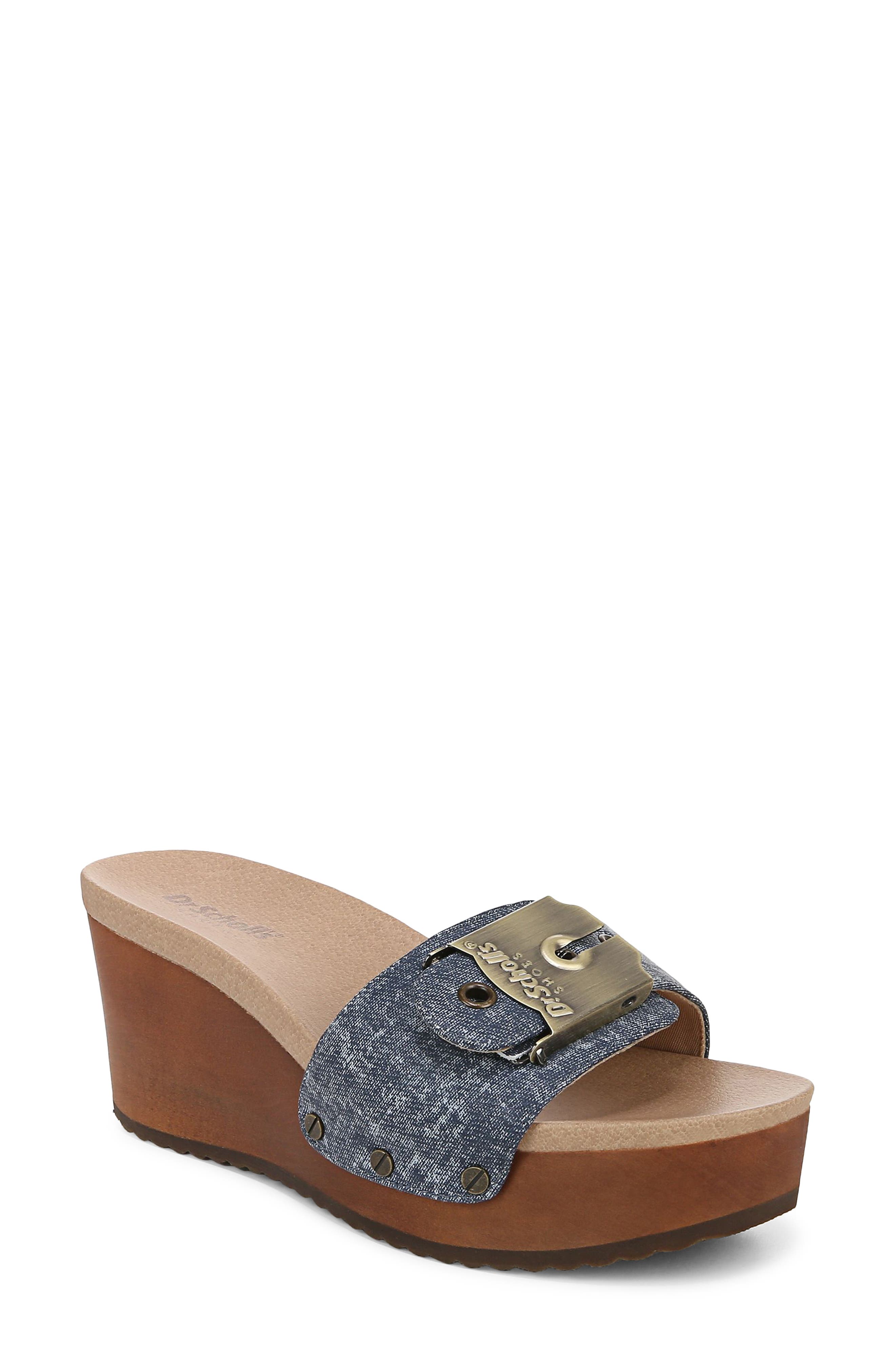 Dr. Scholl's Original Life Wedge Sandal, Main, color, Dark Blue Denim