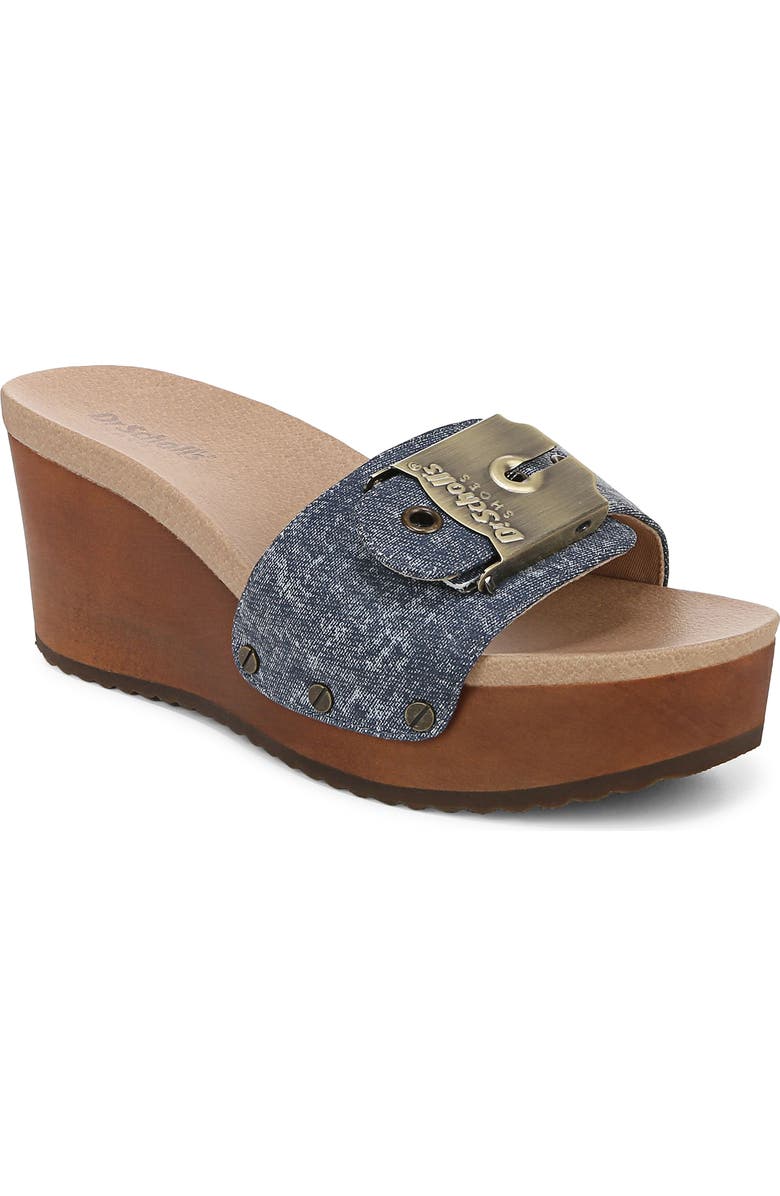 Dr. Scholl's Original Life Wedge Sandal, Main, color, Dark Blue Denim