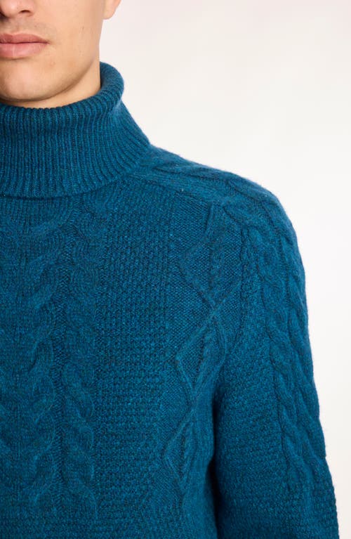 Paisley & Gray Cable Stitch Turtleneck Sweater In Blue