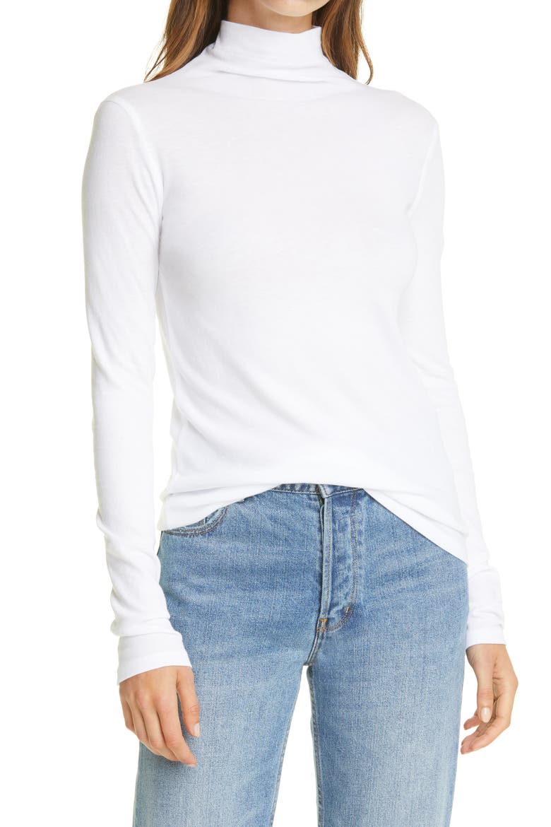 Turtleneck Top, Main, color, WHITE