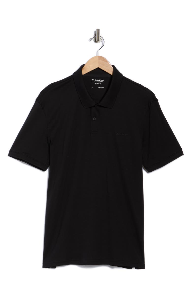 Calvin Klein Liquid Touch Interlock Cotton Polo, Alternate, color, Black