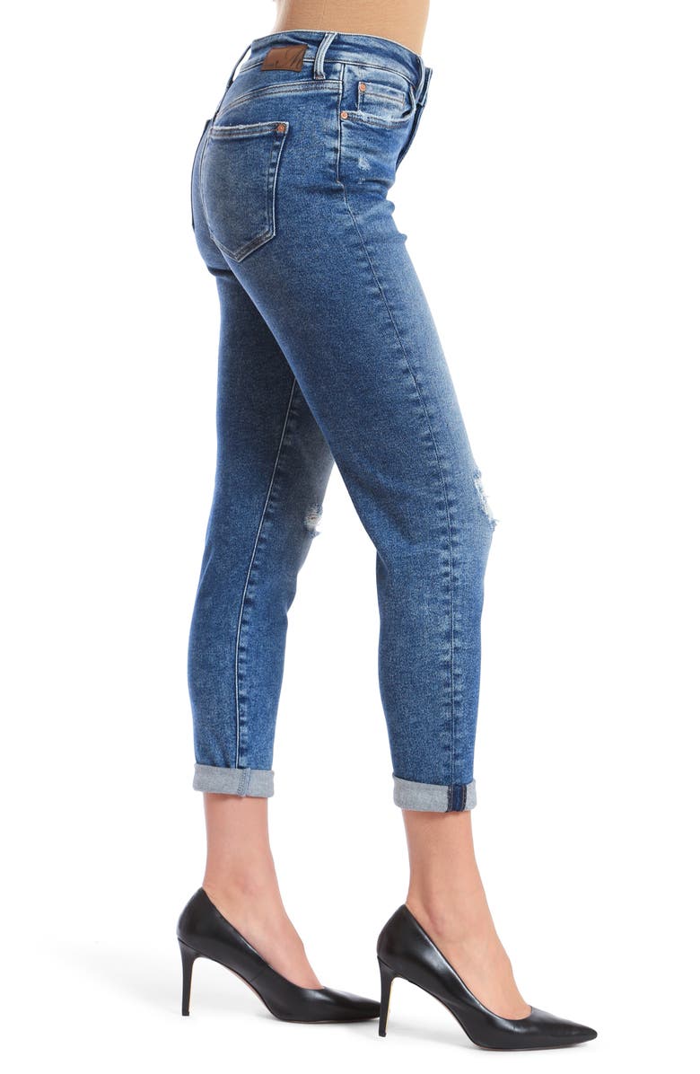 Mavi Jeans Cindy Ripped High Waist Crop Mom Jeans, Alternate, color, Mid Ripped La Vintage