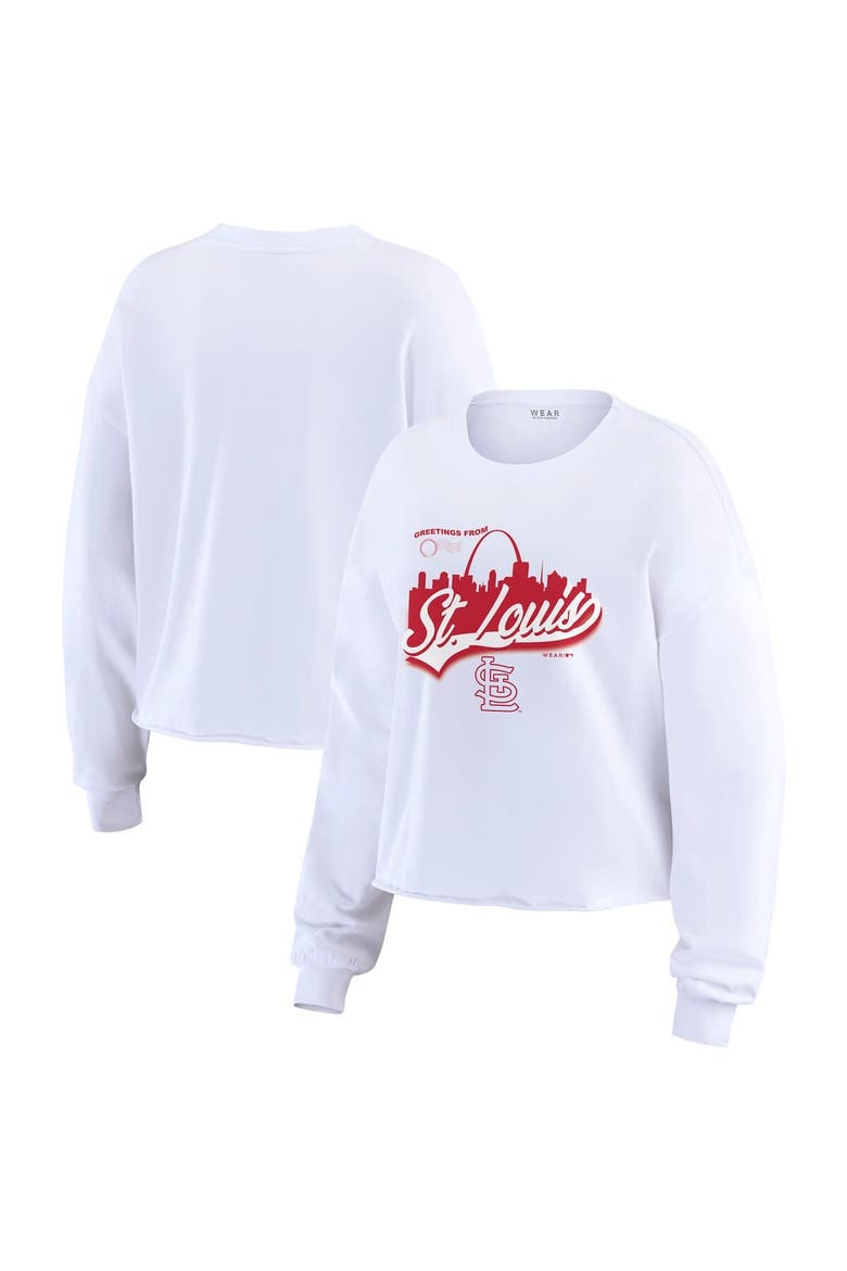 Women's WEAR by Erin Andrews White St. Louis Cardinals Domestic Postcard Long Sleeve T-Shirt, Main, color, White