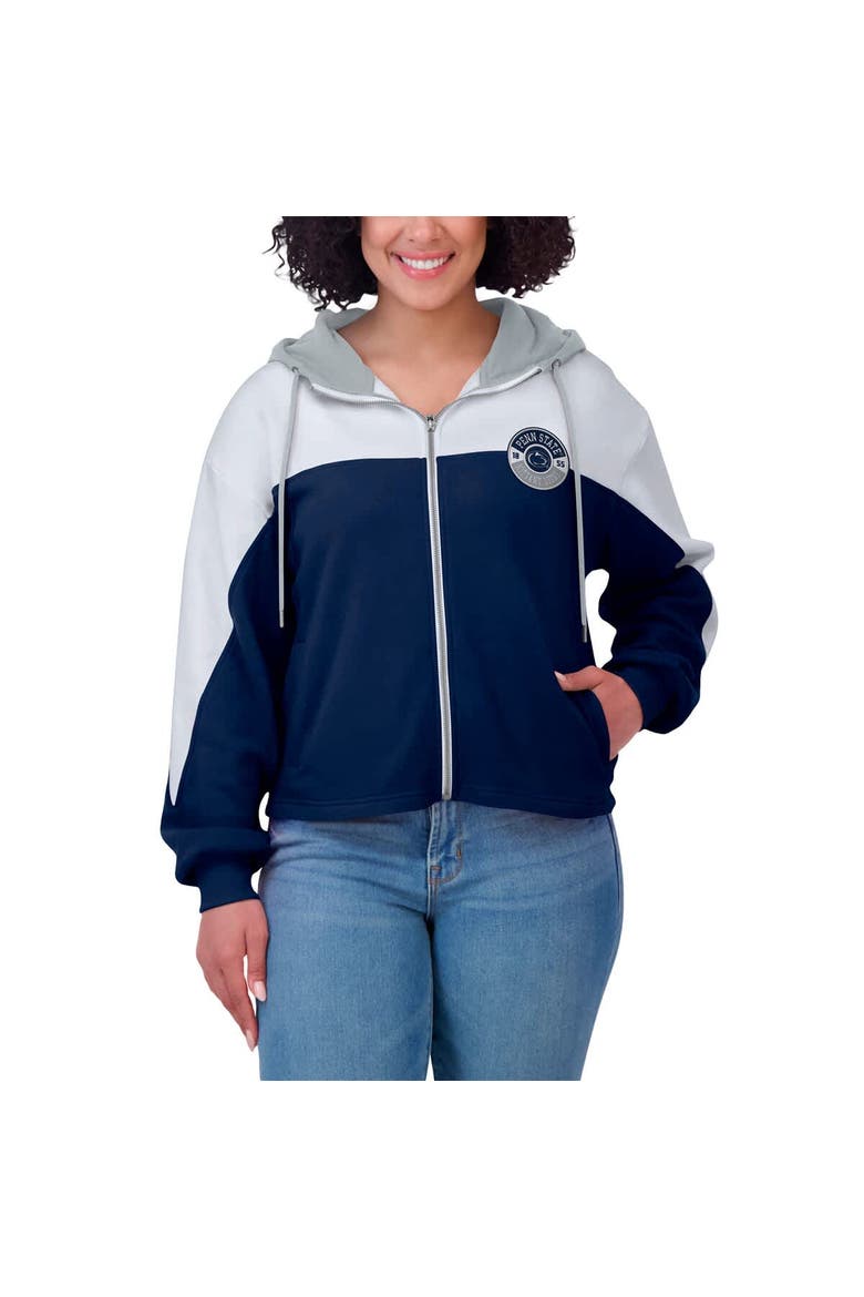 Women's WEAR by Erin Andrews Navy Penn State Nittany Lions Color-Block Full-Zip Hoodie, Alternate, color, Navy