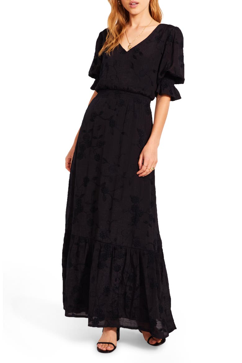 BB Dakota x Steve Madden Hampton Embroidered Prairie Dress, Alternate, color, BLACK