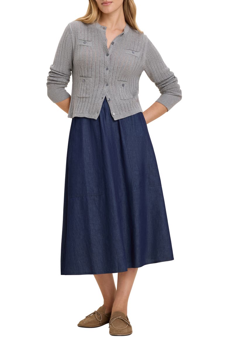 Cotton Pointelle Cardigan, Alternate, color, GREY HEATHER
