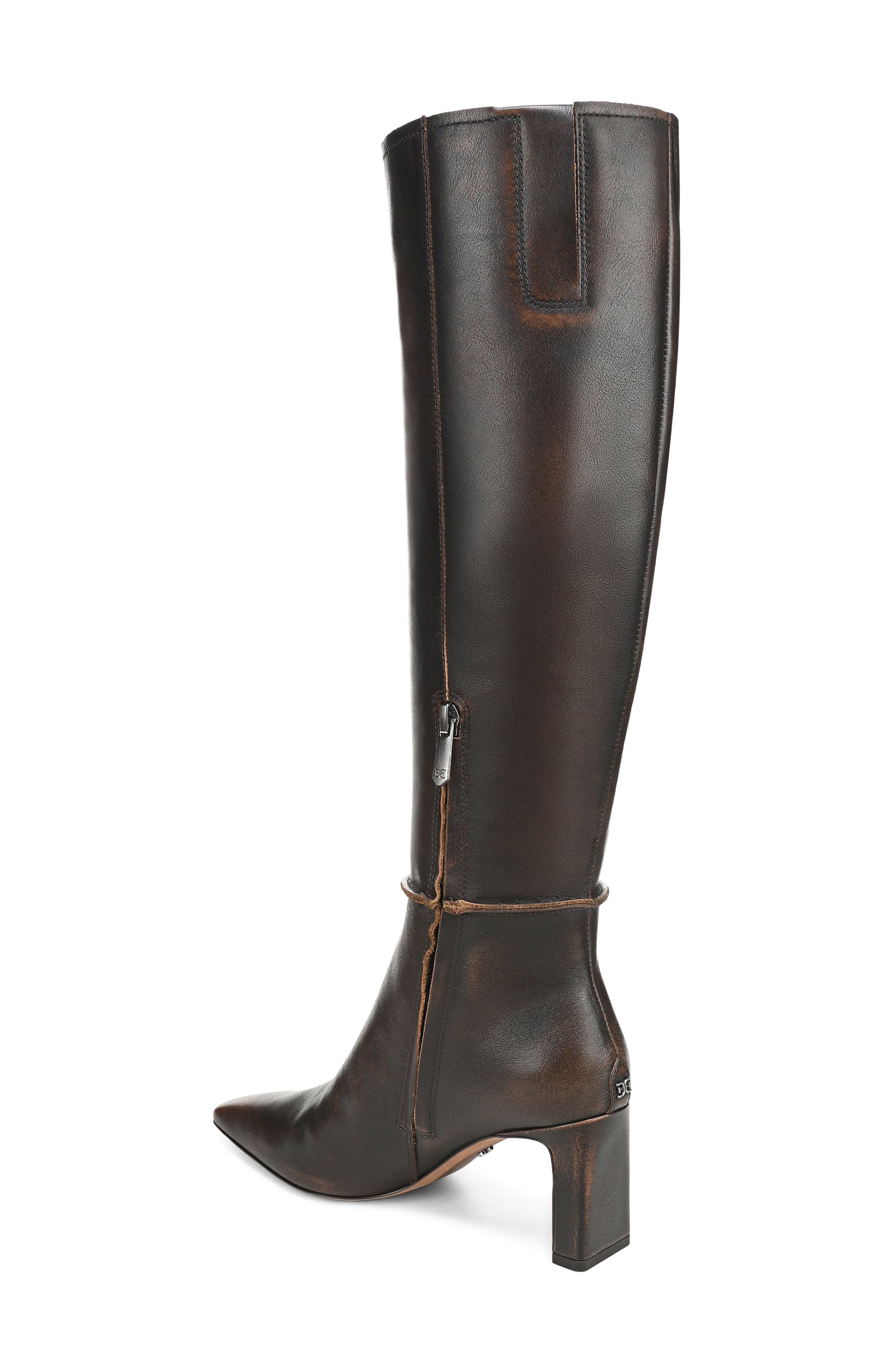 Sylvia Moto Leather Knee High Boot, Alternate, color, WASHED BROWN