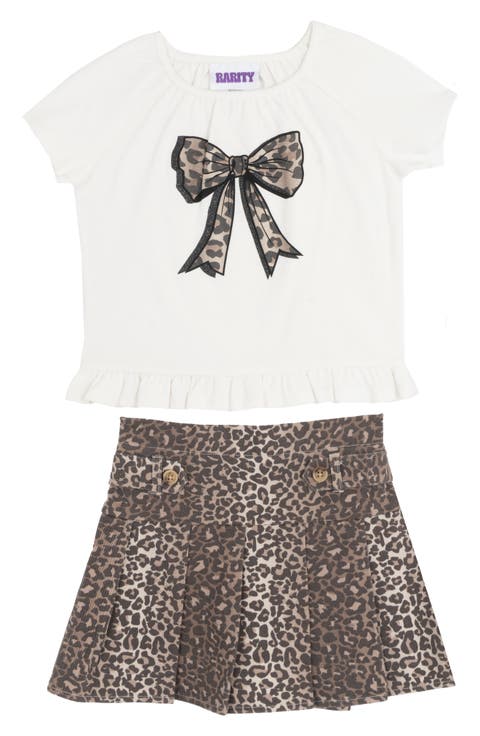 Kids' Bow Top & Cheetah Skort Set (Toddler & Little Kid)