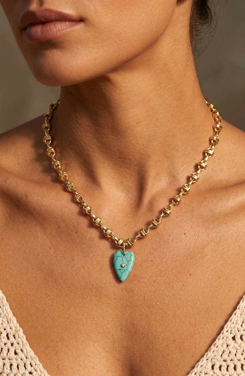 MacRae & Co. Turquoise Heart Pendant Necklace, Alternate, color, Gold