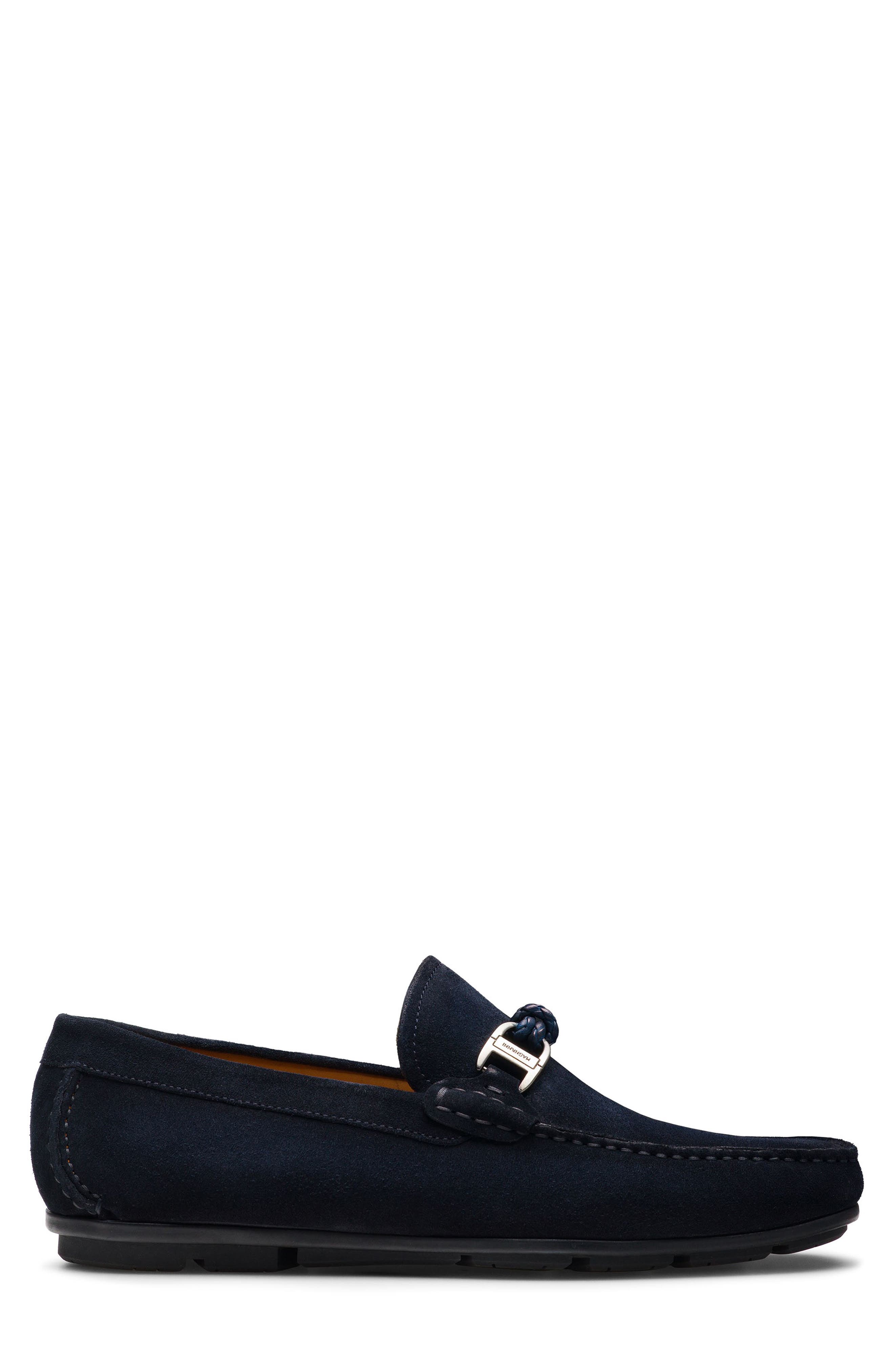 Magnanni Monterey Braid Bit Loafer, Alternate, color, Navy Suede
