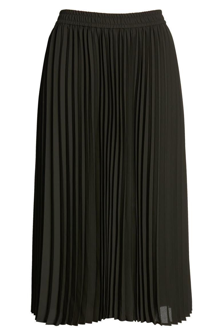 Pleated Chiffon Skirt, Alternate, color, BLACK