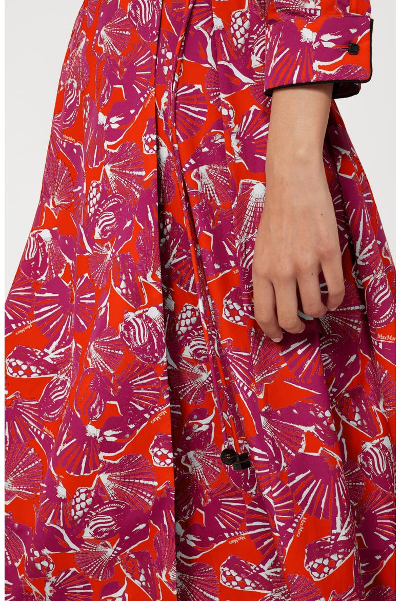 Camino Shell Print Cotton Poplin Wrap Dress, Alternate, color, CORAL