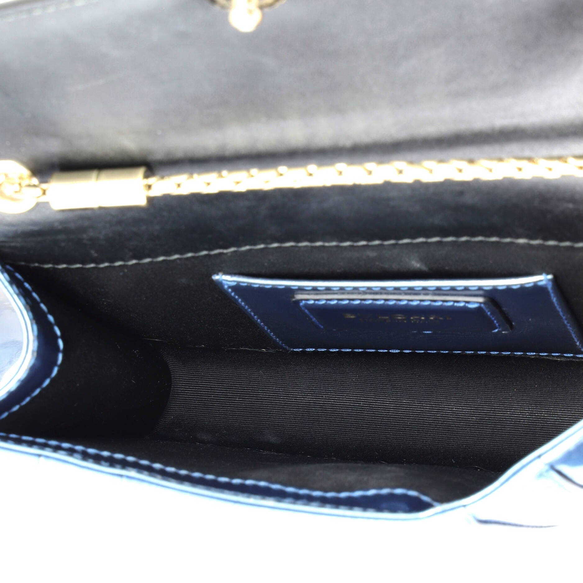Serpenti Forever Square Shoulder Bag Metallic Leather Small, Alternate, color, Blue