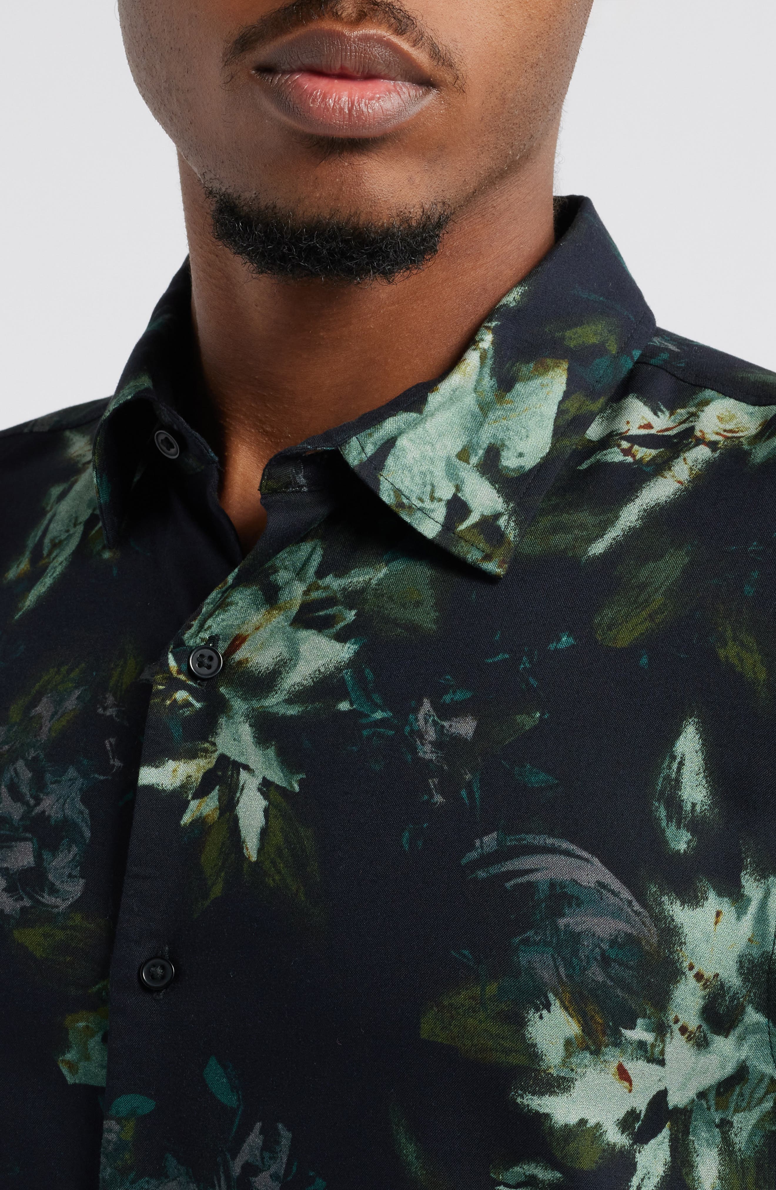 Open Edit Painted Blooms Floral Button-Up Shirt (Men) | Nordstromrack