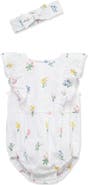 Little Me Eyelet Floral Bubble Bodysuit & Headband Set